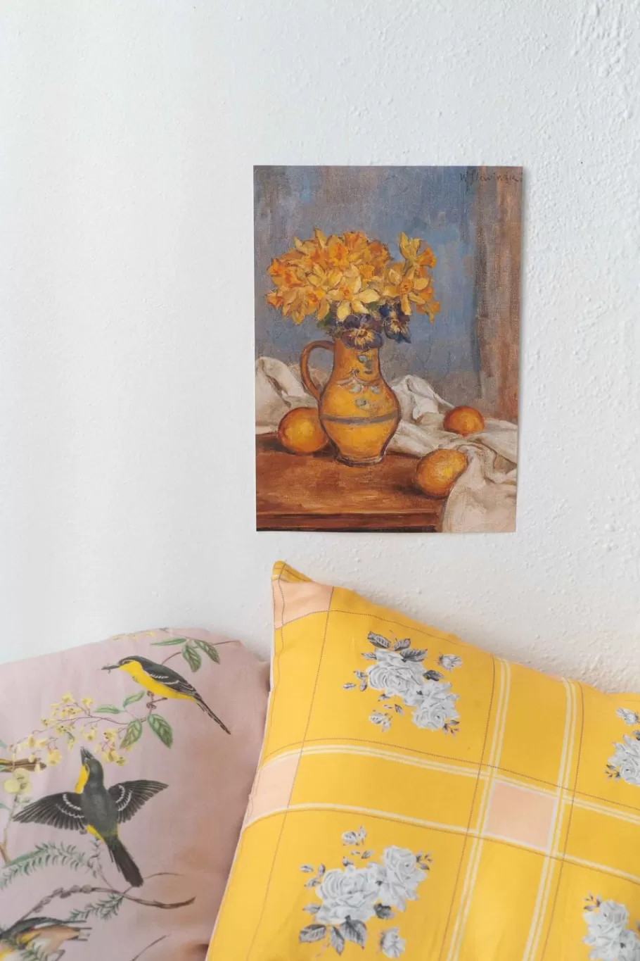 Women Lazybones Art Print Daffodils Lemons