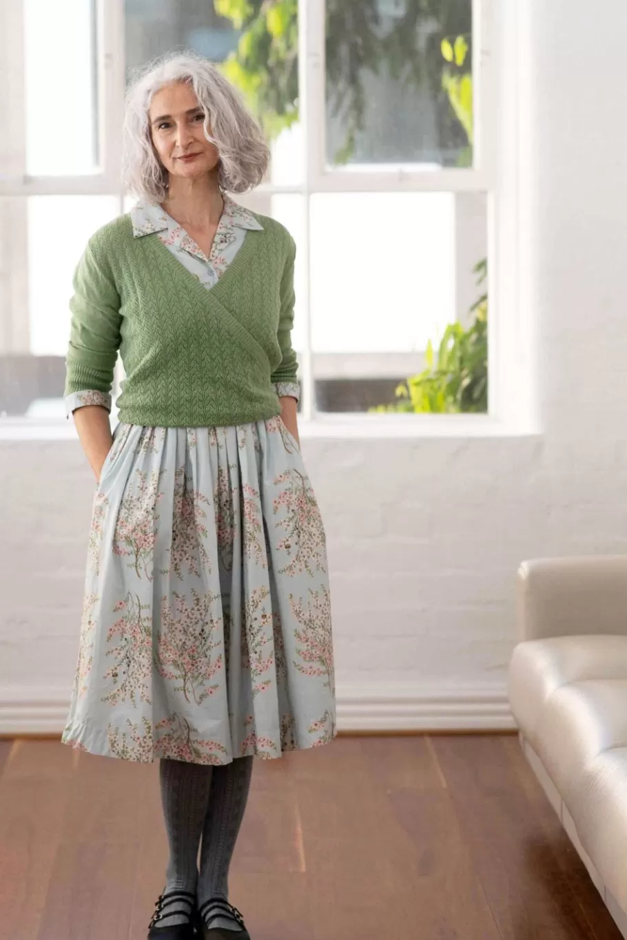 Women Lazybones Imogen Wrap Cardigan Cottage Green
