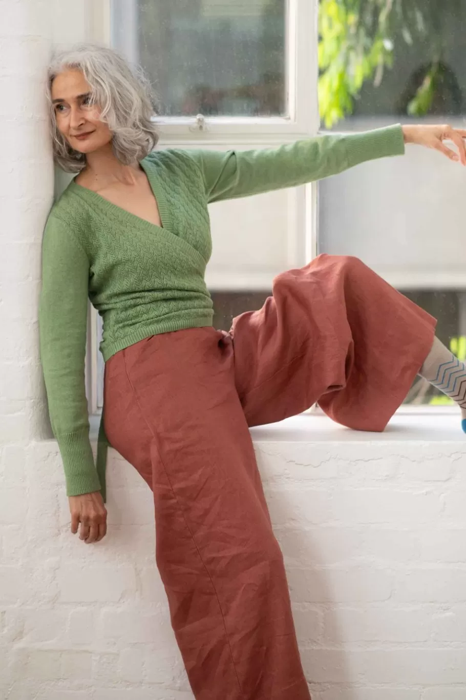 Women Lazybones Imogen Wrap Cardigan Cottage Green