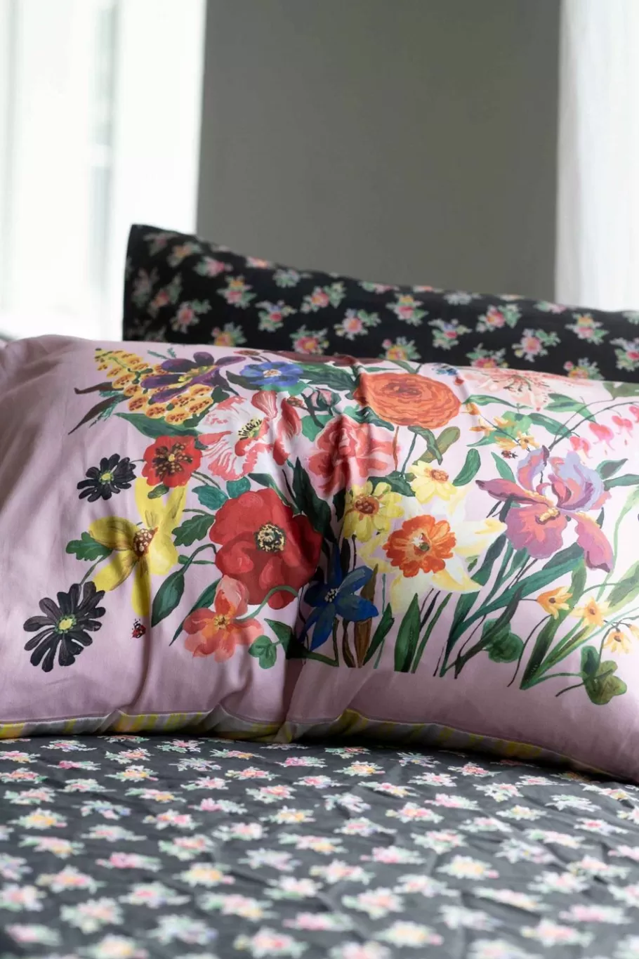 Women Lazybones Rainbow Floral Pink Pillowcase Set *Organic Cotton